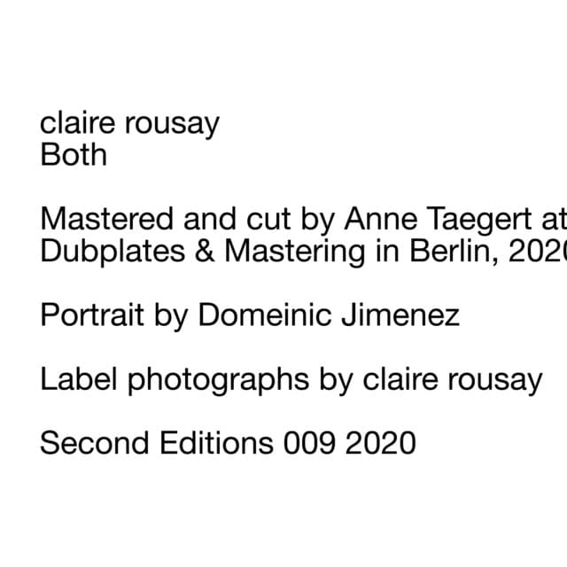 Release Cover claire rousay - Both