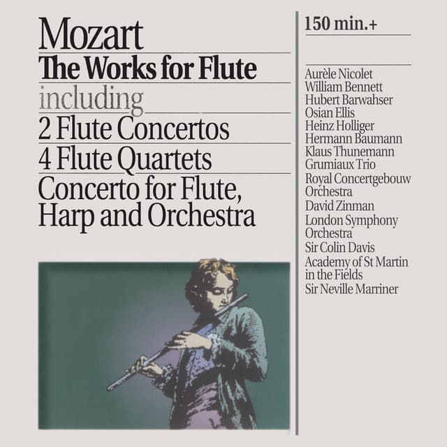 Release Cover Wolfgang Amadeus Mozart, Aurèle Nicolet, Royal Concertgebouw Orchestra, David Zinman, Academy of St. Martin in the Fields, Sir Neville Marriner, William Bennett, Grumiaux Trio, Hubert Barwahser, London Symphony Orchestra, Sir Colin Davis - Mozart: The Works for Flute