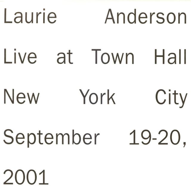 Release Cover Laurie Anderson - Live in New York