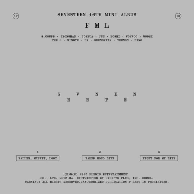 Release Cover SEVENTEEN - SEVENTEEN 10th Mini Album 'FML'