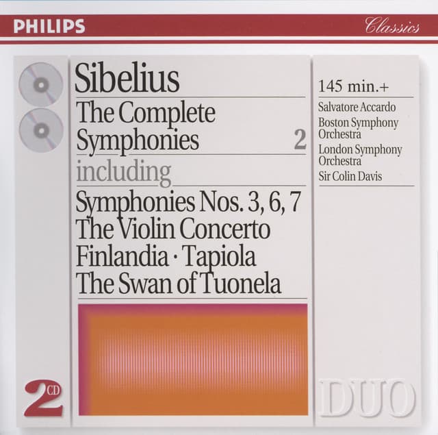 Release Cover Jean Sibelius, Salvatore Accardo, Boston Symphony Orchestra, London Symphony Orchestra, Sir Colin Davis - Sibelius: The Complete Symphonies, etc., Vol.2