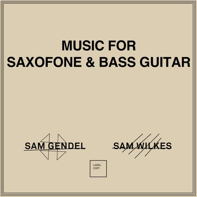 Release Cover Sam Gendel, Sam Wilkes - Music for Saxofone & Bass Guitar