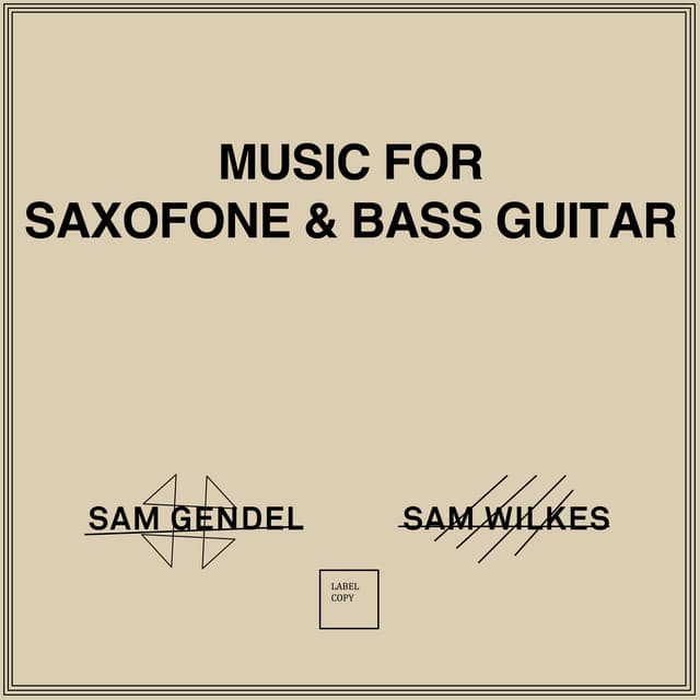 Release Cover Sam Gendel, Sam Wilkes - Music for Saxofone & Bass Guitar