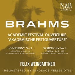 Release Cover Johannes Brahms, Felix Weingartner, London Symphony Orchestra - BRAHMS: ACADEMIC FESTIVAL OUVERTURE "AKADEMISCHE FESTOUVERTÜRE" - SYMPHONY No.3 - SYMPHONY No.4