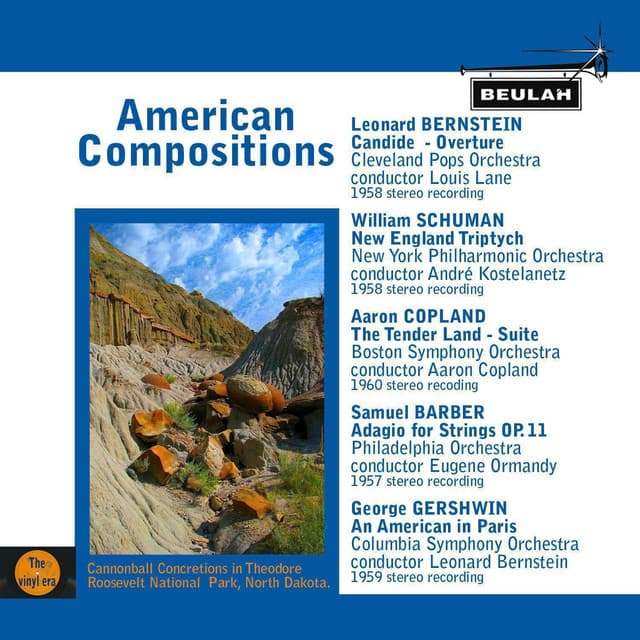 Release Cover New York Philharmonic Orchestra, Louis Lane, Andre Kostelanetz, Aaron Copland, Eugene Ormandy, Leonard Bernstein, Cleveland Pops Orchestra, Boston Symphony Orchestra, Columbia Symphony Orchestra, Philadelphia Orchestra - American Compositions